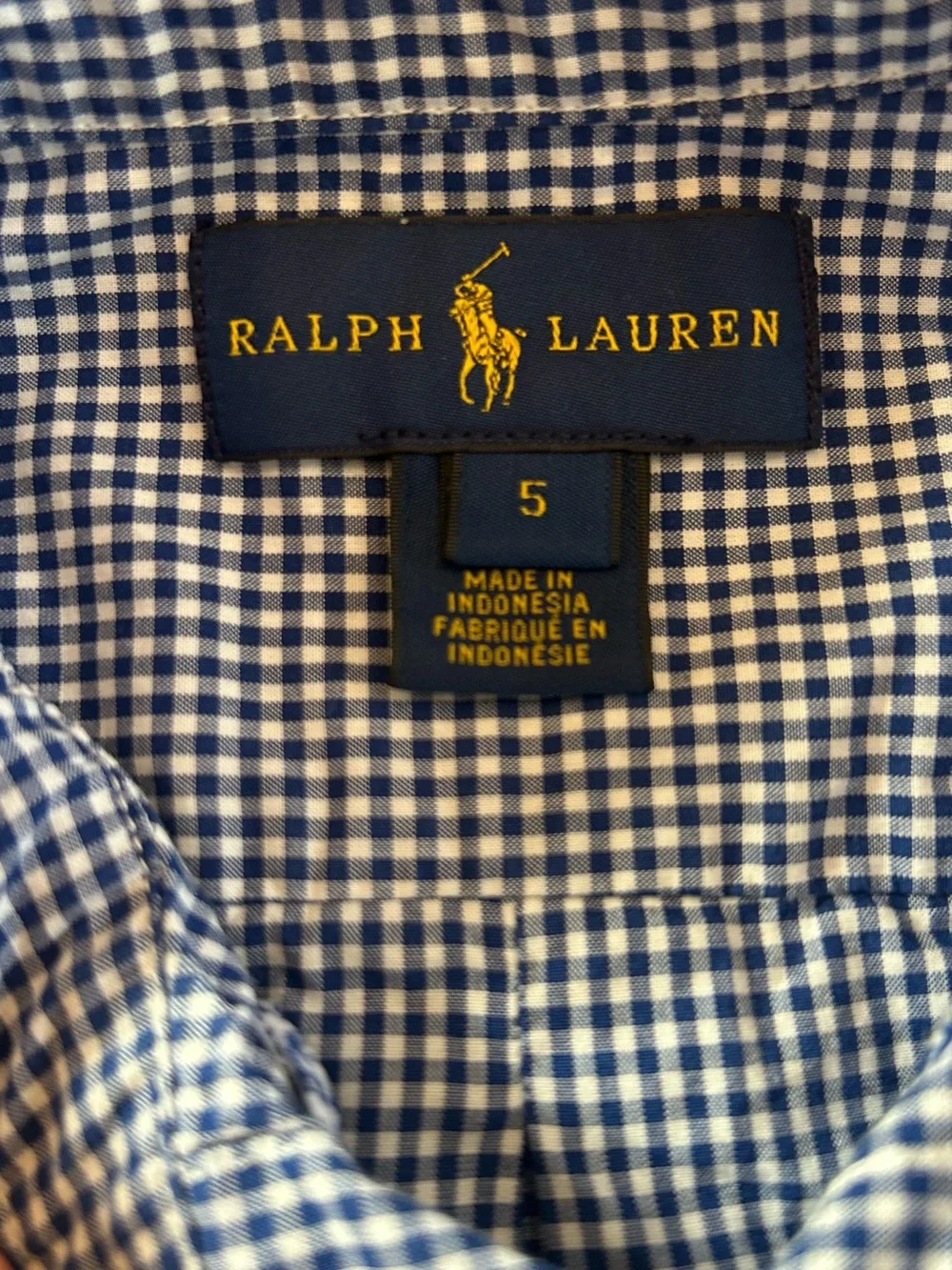 Ralph Lauren Boy’s Navy and White Gingham Button-Down Shirt